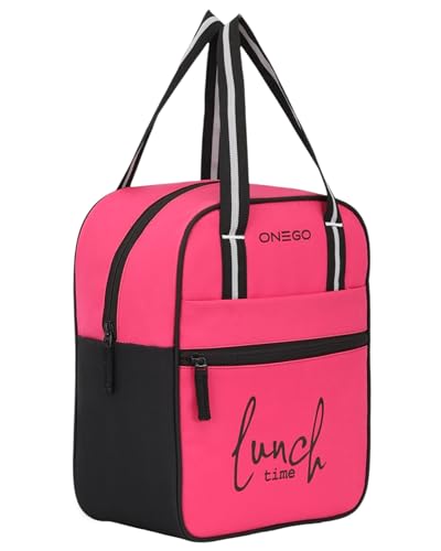 Image of Durable & Lightweight Lunch Bag | Trendy Water-Resistant Tiffin Bag & Meal Holder for Office, School, Travel & Picnic, Stylish, Insulated Design for Men, Women & Kids (Pink)