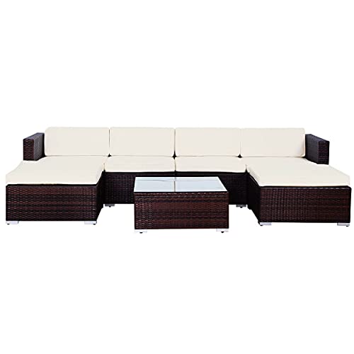 BJYX gartenlounge Lounge Rattan Set Couch Sofa Garnitur braun Gartenmöbel