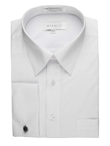 Marquis Men's Regular Fit French Cuff Cotton Blend Solid Dress Shirt