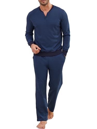 Pyjama homme coton gaufré col V pour des soirées cocooning