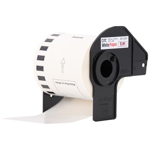 Image of Brother Genuine DK-22513PK Continuous Length Replacement Labels, Black /Red Label on White Paper Tape, Engineered with Excellence, 2.4 inch x 50 feet, (3) Rolls per Box (DK22513PK)