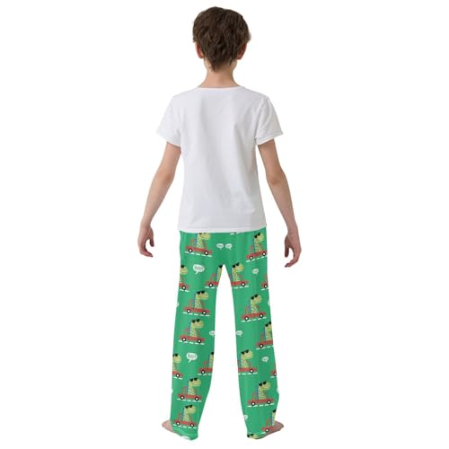 ZZXXB Dinosaur and Car Boys Long Pants Soft Trousers Elastic Waist Kids Lounge Bottoms with Pockets S-XL3
