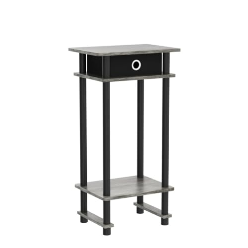 Furinno-Turn-N-Tube-Tall-End-Table-French-Oak-GreyBlackBlack