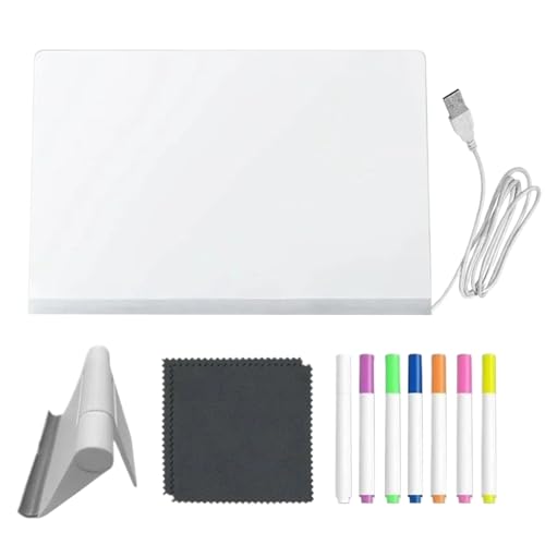 Pizarra LED – Acrílico ABS 30x20cm Con Alimentación USB | Tablero De Dibujo Luminoso Con 7 Rotuladores De Secado Rápido | Pizarra Luminosa Para Aprendizaje, Dibujo Y Diversión Creativa Infantil