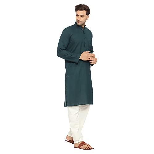 Image of ITOS365 Men Cotton Blend Kurta Pyjama Set Party Fashion Regular Ethinic Wear Indian Dress Gift for Men