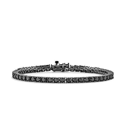 Bracelet de tennis en argent sterling .925 et zircon cubique noir 10 CT