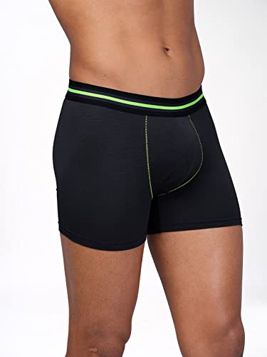 Image of TECHNOSPORT Men's Colorblock Trunks Underwear with ElastoLITE 4 Way Stretch Lightweight Breathable Moisture Wicking Soft Anti Odour Anti Microbial Comfort Fit Boxer Briefs Innerwear for Men