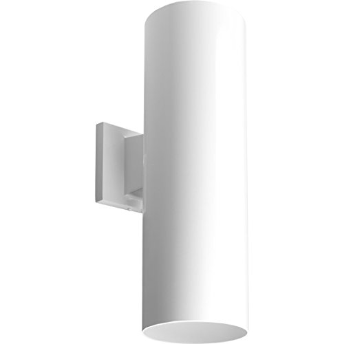 Image of Progress Lighting 6-Inch Cylinder Outdoor Wall Sconce, 2-Light Modern Wall Mount Up and Down Lights, Interior and Exterior Lighting for Home or Porch, Aluminum Construction, White (P5642-30)