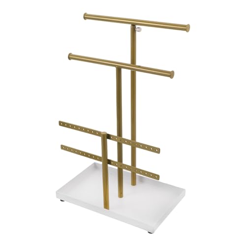 ifundom Organizador de Joyas Metálico Dorado de 3 Niveles Desmontable, Soporte para Pulseras, Collar y Pendientes, Expositor Práctico para Almacenamiento en Hogar y Tienda, Estante