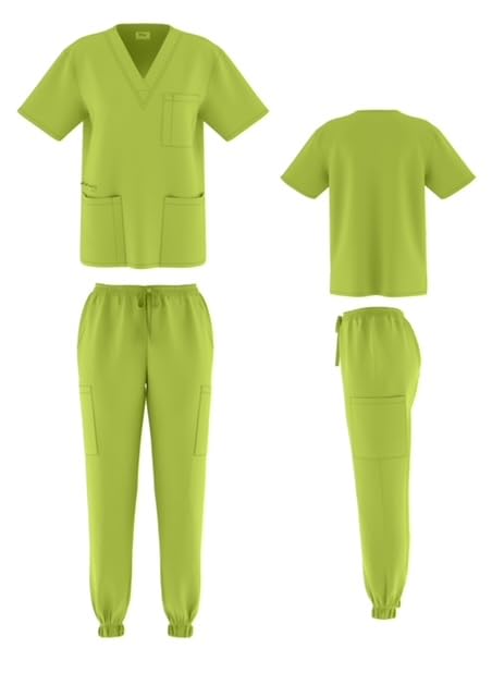 Beverly Hills Uniforms Women and Men Stretch Scrubs Set Medical Scrubs Top and Jogger Pants