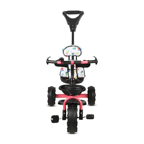 Image of Tricycle 1 Years to 5 Years with Removable Safety Guard and Parental Control Back Side Push Handle with Rubber Tyre for Kid's CR07 (Pink)