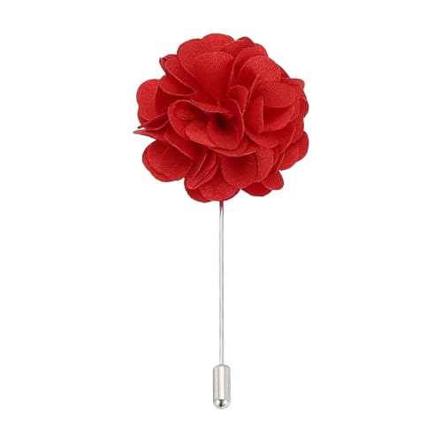 PATIKIL Pin de Boutonniere de Flores, Alfiler de Solapa para Hombres Flores de Camelia para Traje Boda Graduación Aniversario Accesorios de Atuendo, Rojo