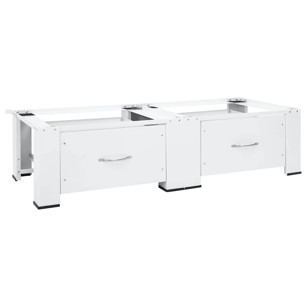Vidaxl White Double Washing Machine Pedestal With Drawers