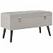 Festnjght Banco Almacenaje con Respaldo de Madera | Puff Almacenaje | Banco Zapatero | Decoracion Habitacion, Banco Dormitorio Salon Pasillo, Terciopelo Gris 80 x 34 x 42 cm