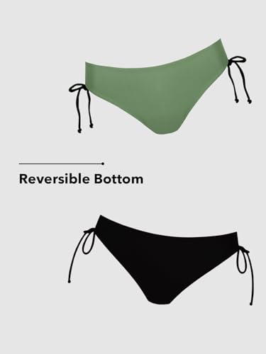 CUPSHE Womens Swimsuit Bikini Bottom Reversible Color Block Low Rise Side Strappy Self Tie2