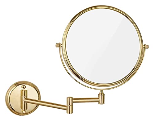 Miroir de maquillage mural en laiton de 20 cm avec grossissement 5X et double face