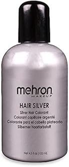 Mehron Makeup Hair White | Washable White Hair Dye | Temporary Hair Color for Theatre, Cosplay, & Halloween 1 fl oz (30ml) (Silver)