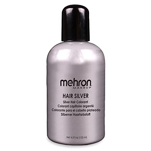 Mehron Makeup Hair White | Washable White Hair Dye | Temporary Hair Color for Theatre, Cosplay, & Halloween 1 fl oz (30ml) (Silver)
