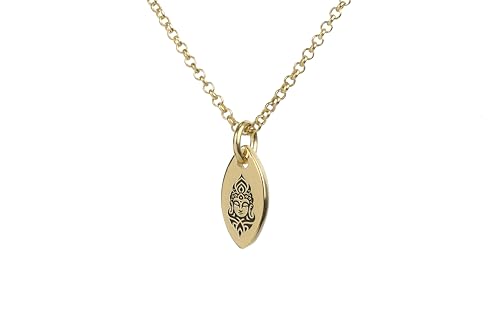 Collier en Or 14k Gravé Bouddha - Bijoux Spirituels Pendentif Marquise Bouddhisme