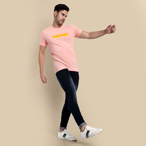 Image of ONE SKY Round Neck T Shirts for Men, Versatile Mens Wear, Mountain Print Round Neck Gents T-Shirt, Breathable, Pure Cotton Fabric, Relaxed Fit, Stylish & Durable, Easy to Care, Gift for Men