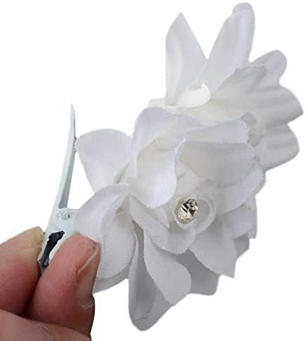 1 PCクリスタルフラワーヘアクリップ花嫁結婚式クリップヘアアクセサリーホワイトティアラスパーティーヘアアクセサリー