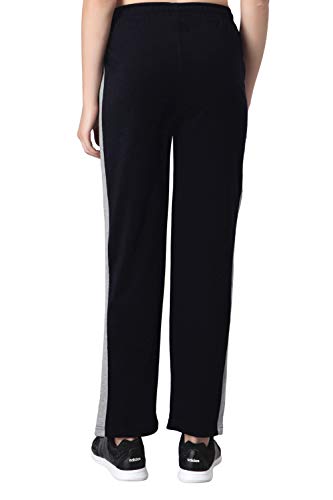 Image of Fflirtygo Women's Cotton Track Pants, Joggers for Women, Women�s Leisure Wear, Night Wear Pajama, Grey with Zip Pockets�for Sports Gym Athletic Training Workout