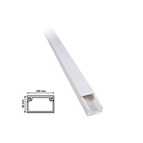 TOT Electric Canaline di varie dimensioni per cablaggi in plastica passacavi bianco coprifili a parete con copertura ottima qualità (Misura 100x60 mm)