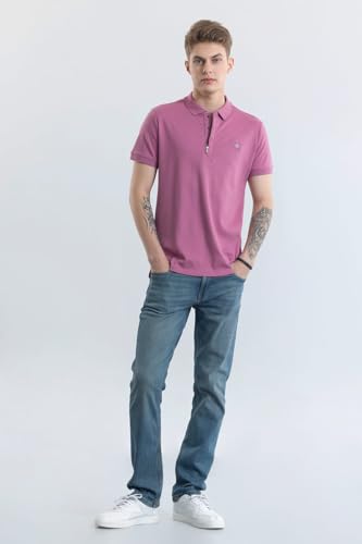 Image of SNITCH Men Polo T-Shirt | Slim Fit Design with Plain Pattern & Polo Collar | 100% Cotton Fabric for Casual Wear, College Wear & Street Style