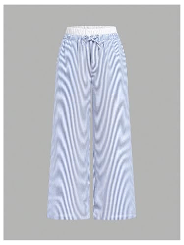 Verdusa Girl's Striped Athletic Wide Leg Pants Sport Workout Long Trousers3