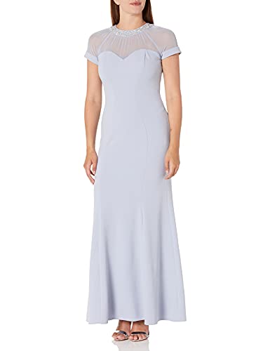 Image of Alex Evenings Women's Long Shift Dress with Illusion Neckline (Petite and Regular Sizes)