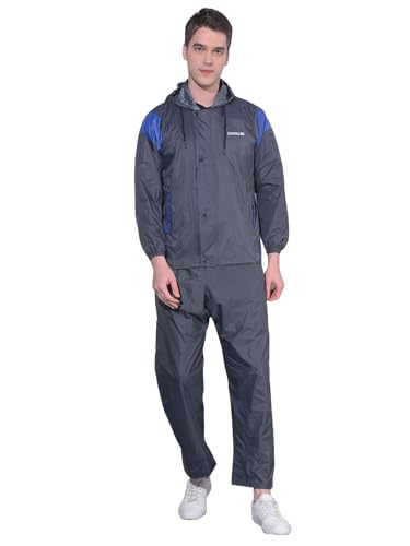 Image of Dollar Rainguard Men's Reversible Full Sleeve Solid Raincoat Set With Adjustable Hood and Pocket