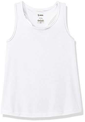 Soffe Girls' Performance Racer Tank Top, White, X-Large