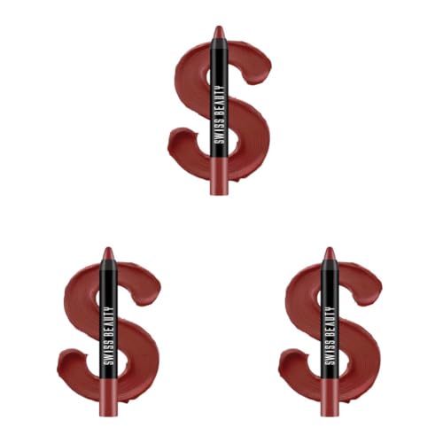 Image of Swiss Beauty Matte Long Lasting Stay Maxx Lip Crayon Lipstick | Matte Finish | 12-Hour Stay | Smudge Proof | Lightweight | Shade-Artist Nude, 3.5g (Pack of 3)