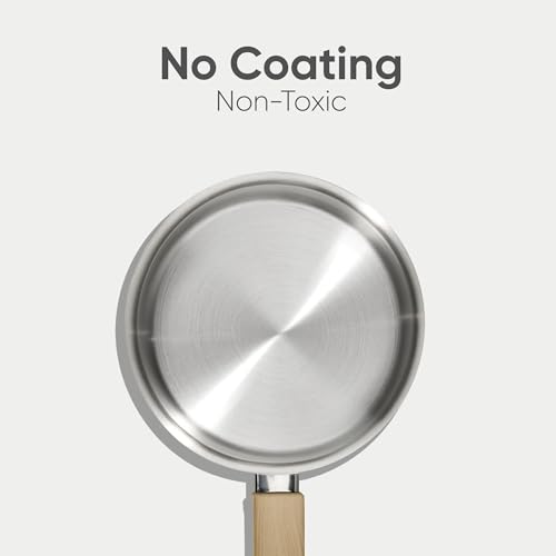 CAROTE 1.5Qt & 2.5Qt Stainless Steel Sauce Pan Set with Lid, 3-ply Base, Non-Toxic PTFE & PFOA Free Saucepan, Induction Cookware Set, Small Kitchen Pots, Stay-Cool Handles - Image 5