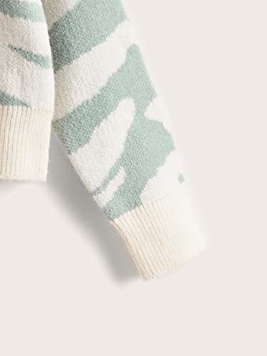 WDIRARA Girl's Zebra Print Round Neck Long Sleeve Sweater Casual Pullovers4