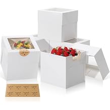 COTOPHER 15Pcs 6x6x6 Inches Mini Cake Boxes, Square Bakery Boxes with Window, Cake Containers for Pastries, Cookies, Chocolates, Cupcakes, Birthday Party Cake Decorating Supplies for Gift Giving