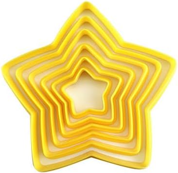 Cortadores de galletas en forma de estrella, cortadores de galletas en forma de estrella con color amarillo para seres queridos, 6 piezas de