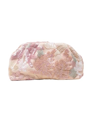 Image of QWINEE Women Floral Embroidery Sequin Pearl Glitter Party Purse Vintage Evening Handbags