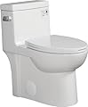Bathonly 15 1/8 Inch 1.28 GPF 1-Piece Elongated Toilet For Bathroom, Powerful & Quiet, with Soft-Close Seat And Comfortable Seat Height, and High Efficiency Flush in Gloss White
