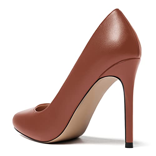 WAYDERNS Women's Slip On Solid Round Toe Stiletto High Heel Pumps Shoes 4 Inch3