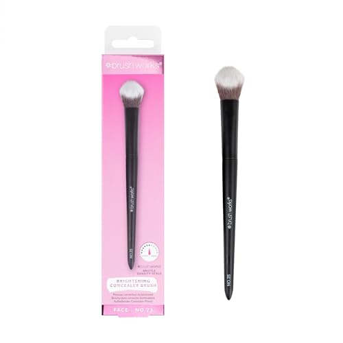 Brushworks No.25 Brightening Concealer Brush – Fluffy Angled Brush, Seamless Blending for Liquid & Cream Concealer, Vegan & Cruelty-Free