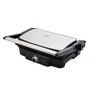 V-Guard Grillking Plus 2 Slice 1500 Watt Multipurpose Grill (Silver and BlackSandwich Maker | Healthy Cooking - Special Outlet for Excess Oil Removal | Easy to Clean Dual Non-Stick Teflon Coating | 180 Degree Flat Grill | 1 Year Warranty