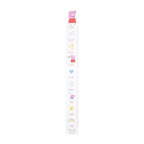 roba Gráfico de Crecimiento de Madera Peppa Pig para Niños - Escala de 70 cm a 150 cm - Regla de Medida y Decoración para Habitación de Niñas - Diseño de Cerda - Rosa/Blanco