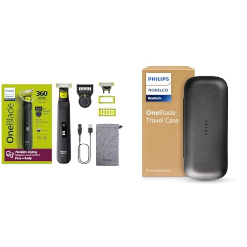 Image of Philips Norelco OneBlade Pro Face+Body Travel Kit Bundle - Philips Norelco OneBlade Pro 360 Face+Body Hybrid Electric Trimmer /Shaver, QP6542 /70 +Travel Case, QP401 /90