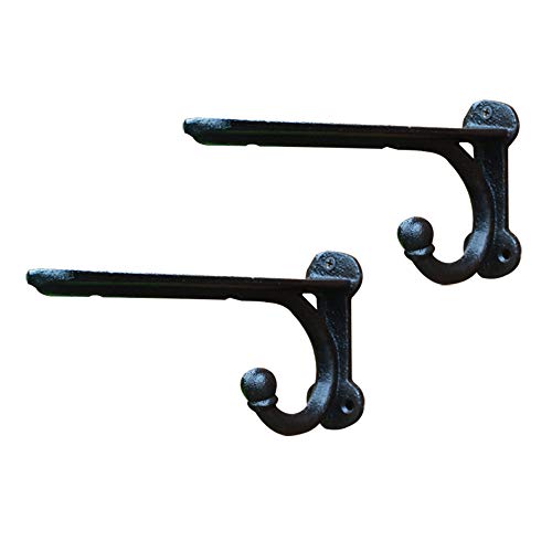 GMF Escuadras para Estanterías De Hierro, 1 Par Escuadra Pared Negra, Soportes para Estantes Flotantes, Soporte De Angulo, Soporte De Estante, con Tornillos, 205 X 106mm