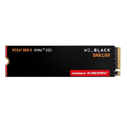 WD_BLACK 1TB SN8100 NVMe SSD Internal Solid State Drive - Gen 5 PCIe 5.0x4, M.2 2280, Seq. Read Speeds Up to 14,900 MB/s, Best for AI Applications, Gaming, and Video Editing - WDS100T1X0M