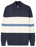 Springfield GG7 Half Zipper Block Color Pullover Jersey con Cremallera, Azul Marino, L para Hombre