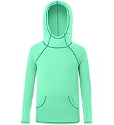 DRONIRING Boys Rash Guard Hoodie Long Sleeve, Kids UPF 50+ Swim Shirt with Pocket, UV SPF Sun Pro...