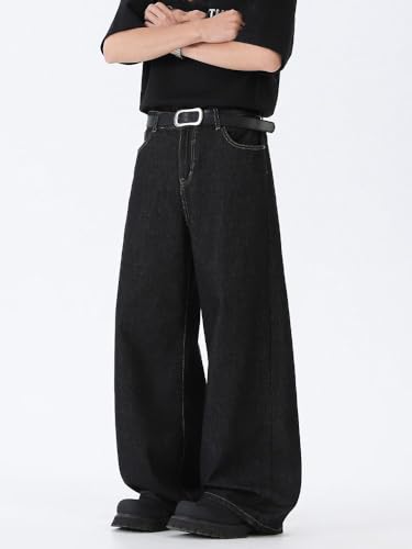 Men's Pants Denim Straight Jeans Light Loose Wide Leg Trouser for Man2