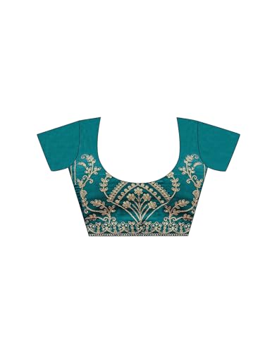 Image of SIRIL Women's Shimmer Silk Sequence Embroidery Lace two Tone Saree With Embroidery Unstitched Blouse Piece